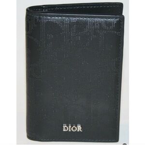 Dior black perforated leather Bifold Wallet with Silver Hardware💗